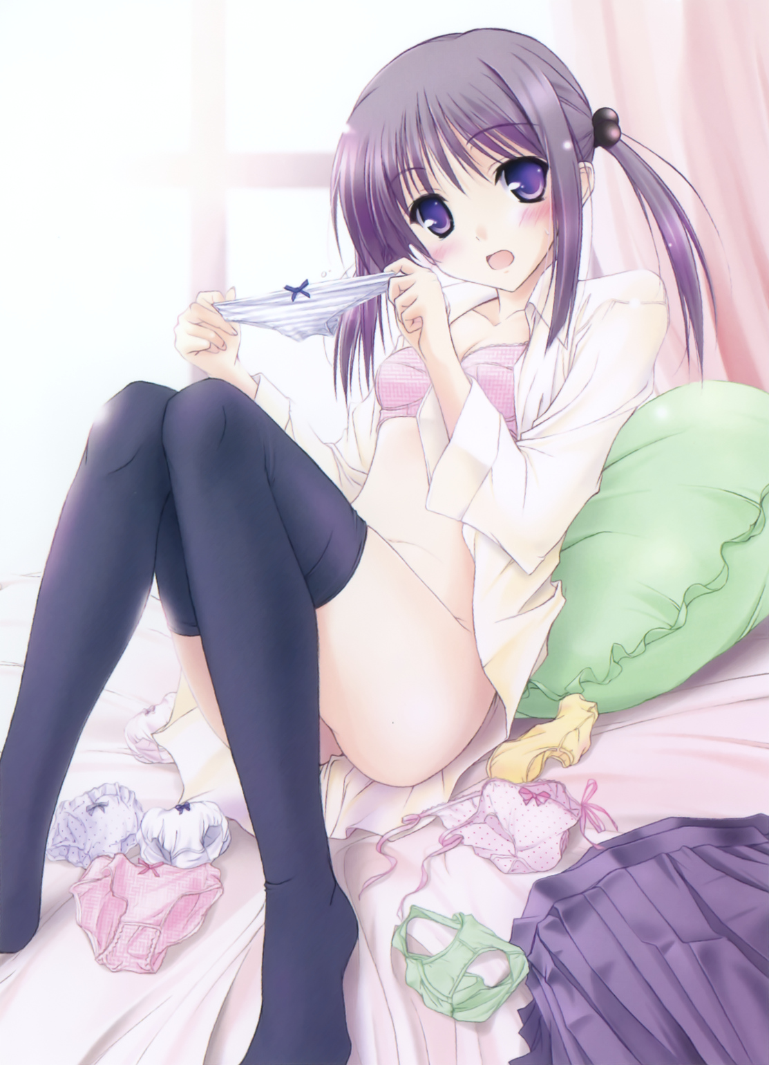 yande.re 161133 bottomless bra dress_shirt komori_kei open_shirt thighhighs.jpg