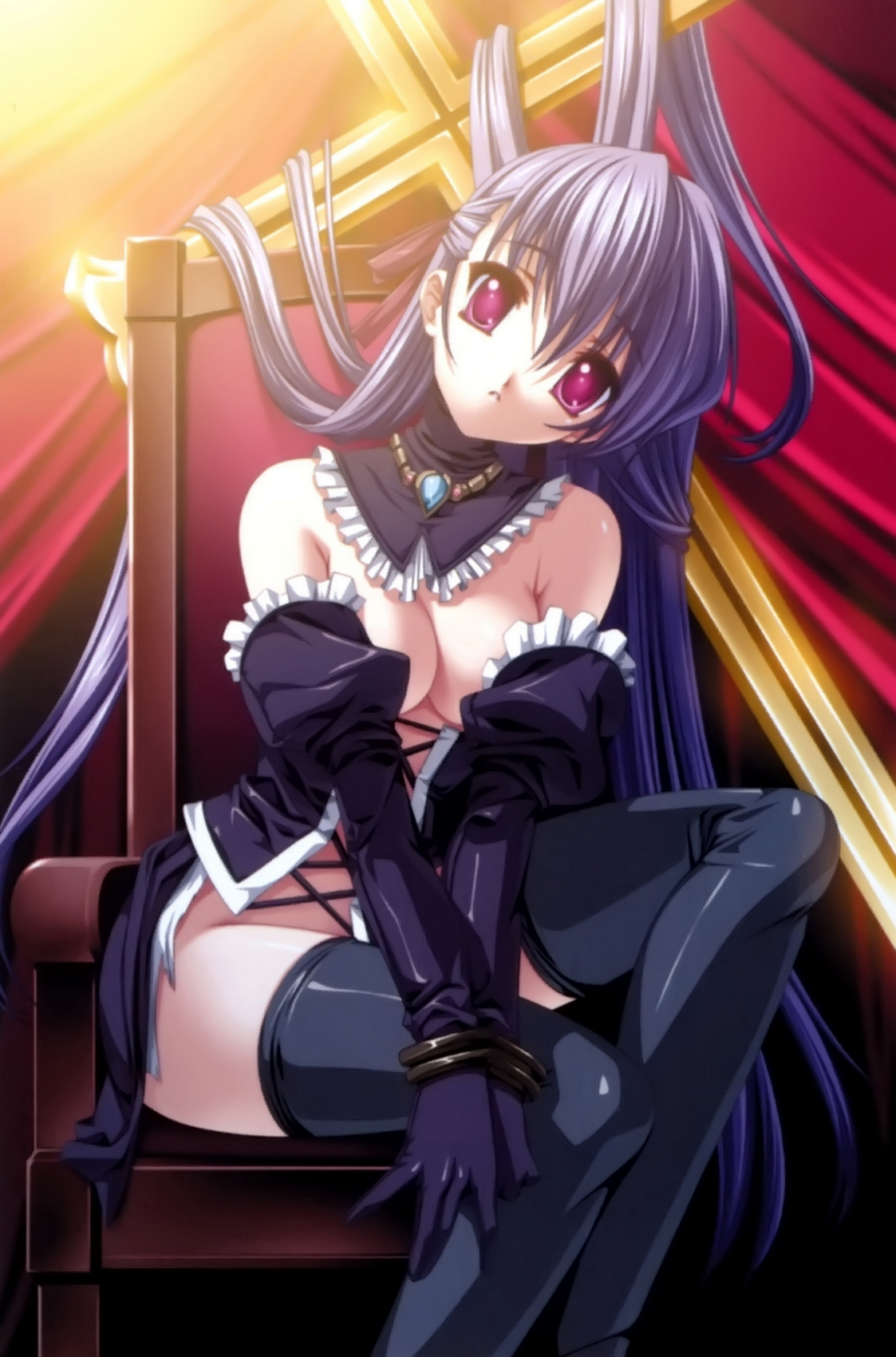 yande.re 185778 cleavage dress no_bra nopan senomoto_hisashi thighhighs.jpg